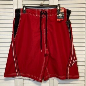 NWT Mens Speedo Red And Black Swim Trunks Size Large
